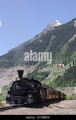 Historische Silverton Colorado verknüpft nach Durango Durango und Silverton Narrow Gauge Railroad in den Rocky mountains Stockfoto