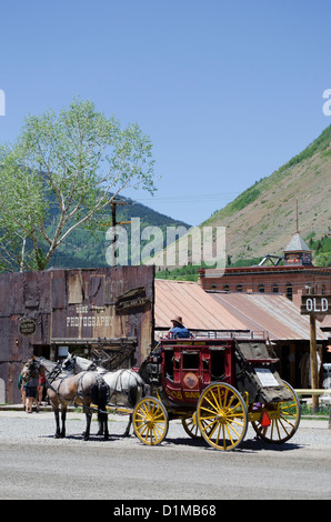 Historische Silverton Colorado verknüpft nach Durango Durango und Silverton Narrow Gauge Railroad in den Rocky mountains Stockfoto