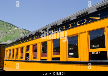 Historische Silverton Colorado verknüpft nach Durango Durango und Silverton Narrow Gauge Railroad in den Rocky mountains Stockfoto