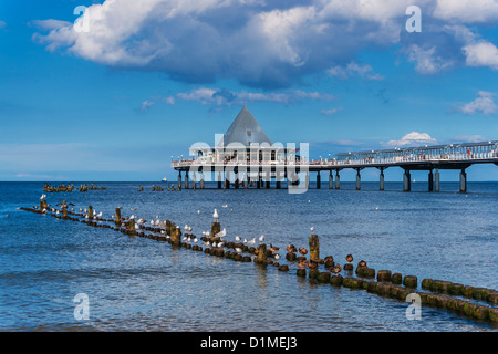 Seebrücke Heringsdorf, Pier an der Ostsee, Heringsdorf, Insel Usedom, Mecklenburg-Western Pomerania, Deutschland, Europa Stockfoto