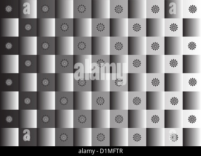 Schwarz-weiß-Tisch mit Blumen Hintergrund Stockfoto