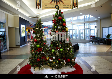 Weihnachtsbäume in einem Einkaufszentrum in Saskatoon Saskatchewan Kanada Stockfoto