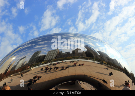 Millenium Park Cloud Gate Skulptur, Chicago, Illinois, USA Stockfoto