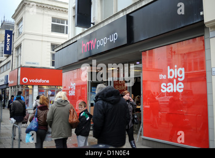 HMV Popup Shop in zentralen Brighton UK mit dem großen Verkauf kurz nach Weihnachten 2012 Stockfoto
