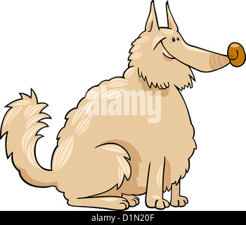 Cartoon Illustration von Shaggy Eskimo Rassehund oder Spitz oder Schäferhund Stockfoto