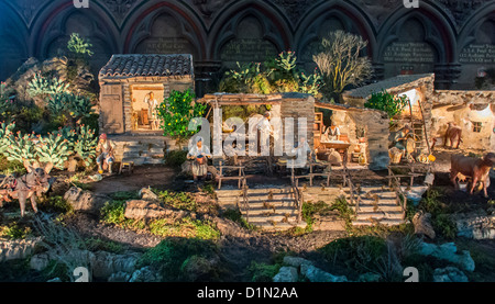 Paris, Frankreich, In Der Katholischen Kirche, Kathedrale Notre Dame, Weihnachtskrippe, Creche, Szene Stockfoto