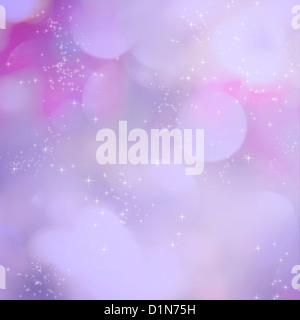 Weiche lila Licht abstrakten Hintergrund mit funkelnden weißen Sternen. Stockfoto