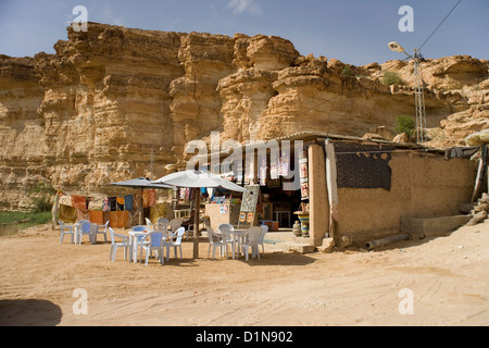 Canyon und Oase in der Nähe von Tamerza in der Nähe von Tozeur in der Sahara-Wüste in zentralen Tunesien Stockfoto