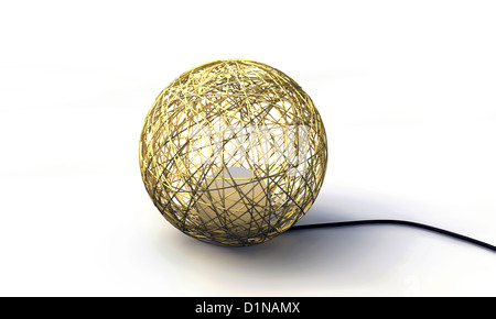 hölzerne Lampe isoliert auf weißem Hintergrund Stockfoto