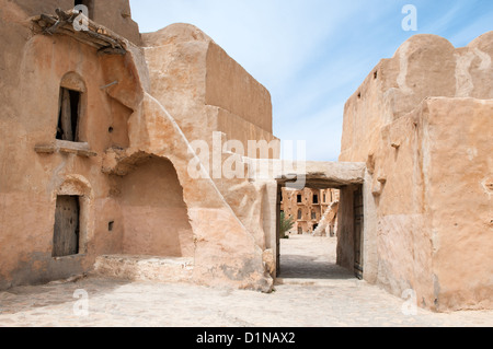 Südlich von Tunesien, Tataouine, Ksar Ouled Soltane alten Berber befestigte Getreidespeicher Stockfoto