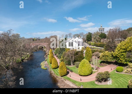 Fluß Doon Alloway nr Ayr South Ayrshire Schottland zum National Burns Memorial Park mit Blick auf Stockfoto