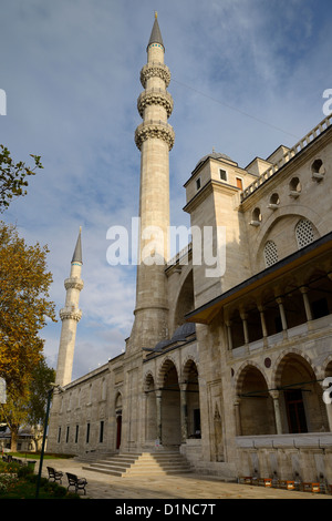 Vor dem Eingang der Süleymaniye-Moschee mit Minarett Istanbul Türkei Stockfoto