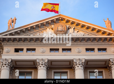 Klassische Gobierna Militar Gebäude, Military Government Building, spanische Flagge, Barcelona, Spanien Stockfoto