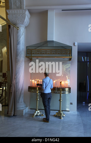 Im Inneren der neuen orthodoxen Kathedrale der Auferstehung Christi in Tirana war die im Juni 2012 eröffnet. Stockfoto