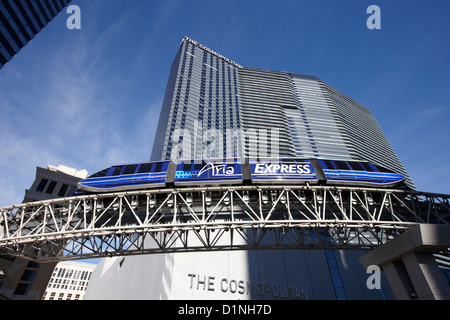 die Arie Einschienenbahn Expresstransporte außerhalb das kosmopolitische Hotel and Casino Las Vegas Nevada, USA Stockfoto