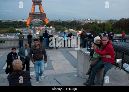 Eiffelturm gesehen vom Trocadero in Paris, Frankreich Stockfoto