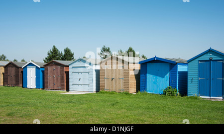 Strandhütten an Dovercourt, in der Nähe von Harwich, Essex. UK Stockfoto