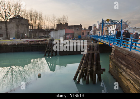 Carroll Street Bridge, 1889, seltene einziehbar Design, Gowanuskanal, Brooklyn, New York Stockfoto