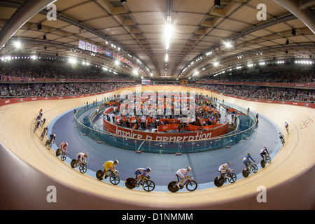 Wettbewerb in der Herren Omnium Punkte Rennen bei den Olympischen Sommerspielen 2012 in London Stockfoto