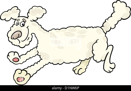 Cartoon-Illustration von niedlich laufender Pudelhund Stockfoto