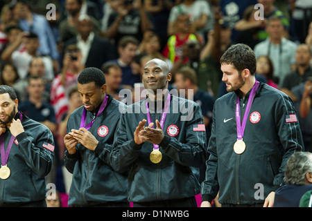 USA gewinnt die Goldmedaille über Spanien in der Herren Basketball bei den Olympischen Sommerspielen 2012 in London Stockfoto