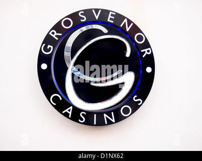 Grosvenor Casino Zeichen und Logo auf einer weißen Wand außerhalb ein casino Stockfoto