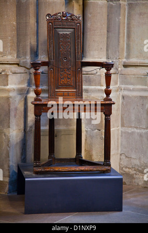 Johannes (Jean) Calvin (Cauvin) den Vorsitz in der Genfer Kathedrale Stockfoto