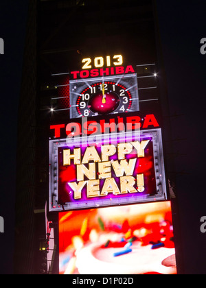 2013-frohes neues Jahr-Anzeige in Times Square, New York Stockfoto