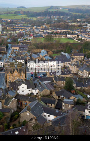 Blick über die Stadt niederlassen, North Yorkshire, Großbritannien, von Castlebergh Rock gesehen. Stockfoto