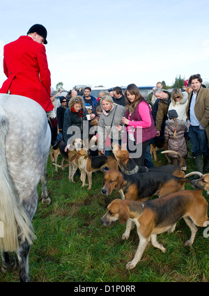 Fuchsjagd Foxhunting - Der Essex Jagd und jagen Unterstützer an der traditionellen Boxing Day treffen. Stockfoto