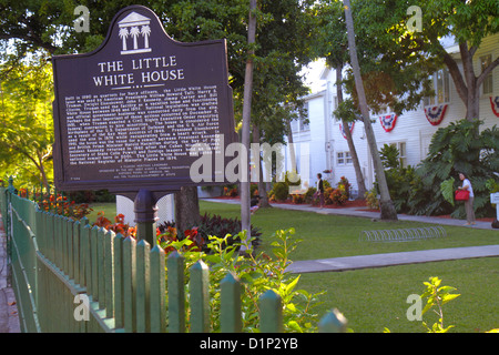 Florida Key West Florida, Keys Front Street, das kleine Weiße Haus, Harry S. Truman, Präsident, Bewohner, Winterhaus, Schild, Logo, Marker, Besucher reisen tra Stockfoto