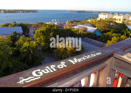 Florida Key West Florida, Keys Mallory Square, Key West Shipwreck Museum, Observatoriumdeck, Küste des Golfs von Mexiko, Sonnenuntergangsfest, Besucherreisen Stockfoto