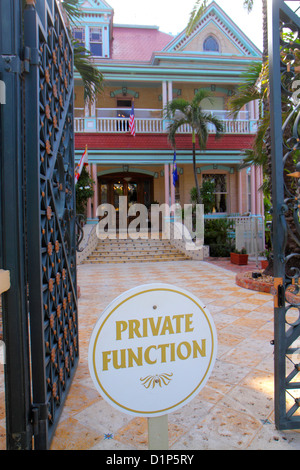 Florida Key West Florida, Keys Duval Street, Southernmost House Key West Historic Inn, Eingang, Schild, Logo, private Funktion, Tor, Besucher reisen Stockfoto