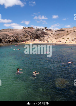 Playa de Papagayo-Strand in der Nähe von Playa Blanca, Lanzarote, Kanarische Inseln Stockfoto