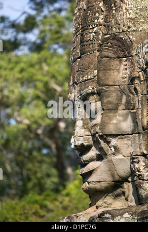 Stein-Kopf Schnitzen in Angkor Thom Stockfoto