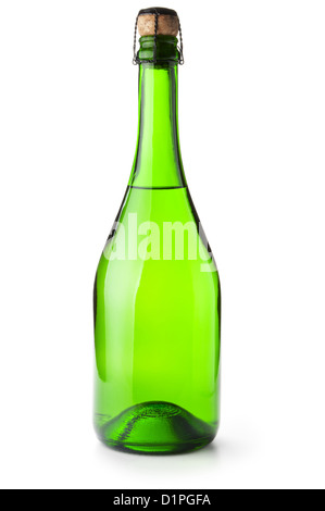 Flasche Champagner isoliert auf weißem Hintergrund Stockfoto