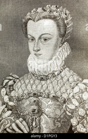 Elisabeth von Österreich, Königin von Frankreich (1554-1592). Tochter von Kaiser Maximilian II. und Maria von Österreich, Ehefrau von Charles IX. Stockfoto