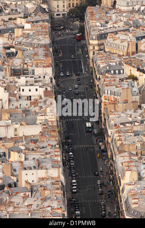 Rue de Rennes in Paris gesehen vom Tour Montparnasse Stockfoto