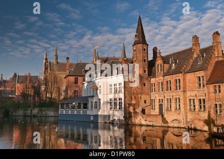 Dijver Canal und dem historischen Zentrum Brügge Belgien Stockfoto