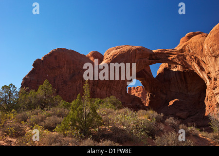Double Arch, Arches-Nationalpark, Moab, Utah, USA Stockfoto