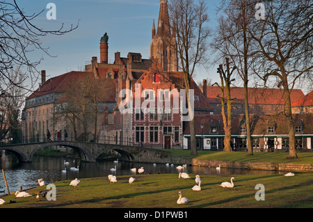 Minnewater Park Brügge Belgien Stockfoto