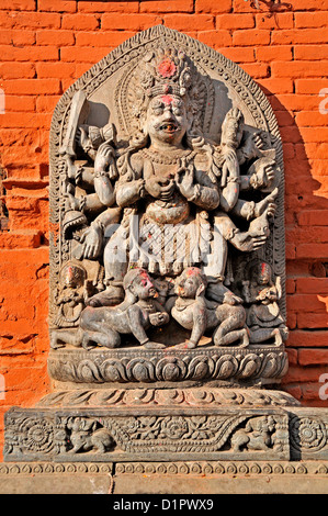 Skulptur, Bhairava-Statue, Bhaktapur, Nepal Stockfoto