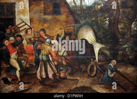 Pieter Brueghel der jüngere (1564-1636). Flämischer Maler. Schlägerei zwischen Bauern und Soldaten. Museum der bildenden Künste. Budapest. Stockfoto