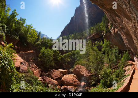 Senken der Emerald Pool, Emerald Pools Trail, Zion Nationalpark, Utah, USA Stockfoto