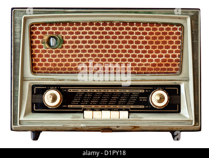 Vintage Radio isoliert auf weißem Hintergrund Stockfoto