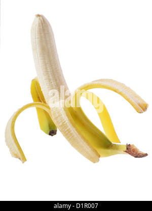 Banane auf weißem Hintergrund öffnen Stockfoto