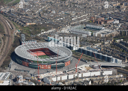 Luftbild zeigt das Emirates Stadium in Highbury Stockfoto