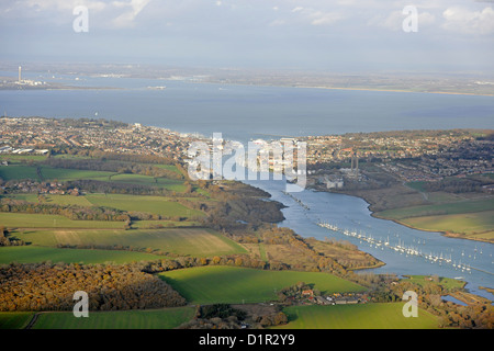 Luftaufnahme von Cowes auf der Isle Of Wight Stockfoto