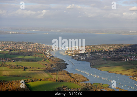 Luftaufnahme von Cowes auf der Isle Of Wight Stockfoto