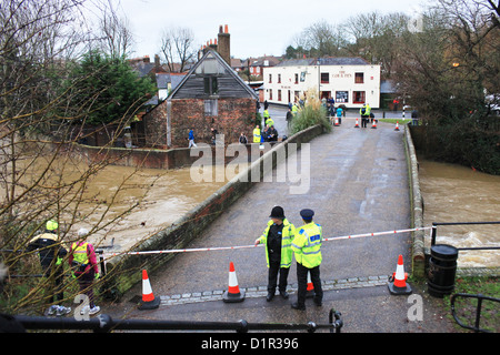 Überblick über die Szene in Wallington, in der Nähe von Fareham nach Überschwemmungen verursacht das Dorf evakuiert werden Stockfoto